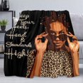 thumbnail image 1 of Manta afroamericana, manta negra, manta de leopardo, manta inspiradora para mujeres negras y niñas negras, manta de franela suave, cálida y ligera para sofá, 30 x 40 pulgadas, 1 of 1