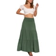 thumbnail image 2 of INSPIRE CHIC Summer Maxi Skirt for Women's Casual Elastic High Waist Boho Long Skirts S Green, 2 of 6