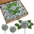 thumbnail image 2 of Gustave 50pcs Artificial Roses Flowers Foam Fake Roses with Stems for DIY Wedding Bouquets Centerpieces Floral Arrangements Party Tables Home Decorations (Gray), 2 of 5