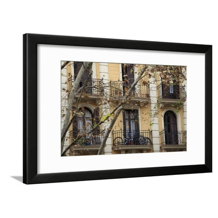Patio Downtown Small Apartments with Patios are a Common Sight in Downtown Barcelona, Spain Framed Print Wall Art By Paul Dymond ()