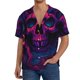 thumbnail image 1 of Balery Purple-Red Skull Camisa Casual de Manga Corta con Botones para Hombre, Texturizada, Estilo Cubano, para Playa, Verano-Medium, 1 of 5