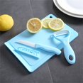 thumbnail image 1 of Kitchen Fruit Ceramic Knife Set Fruit Vegetable Peeler Chopping Board Light Blue, 1 of 2