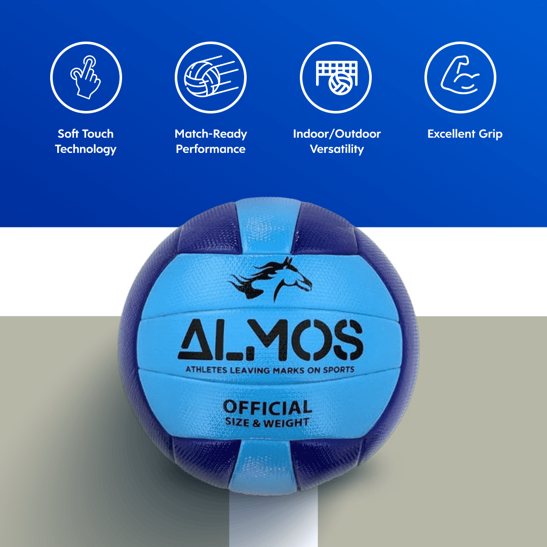 Almos Match Volleyball for Club, Indoor and Outdoor Play, Official Size 5 - Blue
