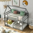 thumbnail image 3 of Euroco Twin over Twin House Bed, Low Bunk Bed for Kid Teens Room, Gray, 3 of 13