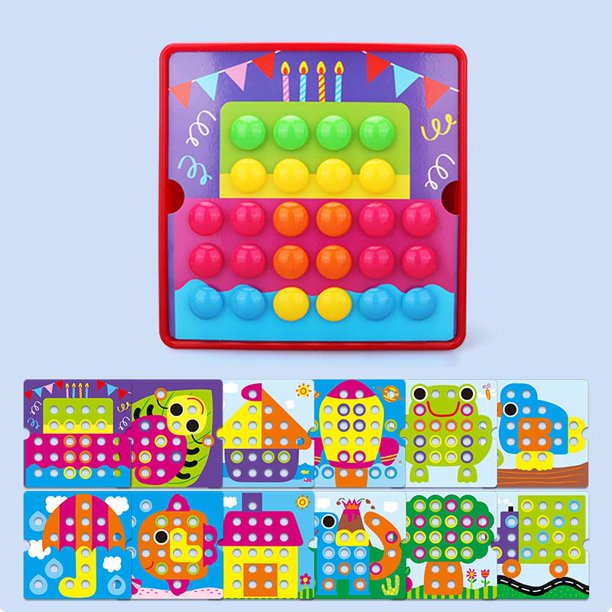 Rompecabezas de uñas de setas en 3D, juguete Montessori para bebé, juego de rompecabezas de animales de dibujos animados, juguetes educativos tempranos para niños, regalos para niños