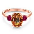 thumbnail image 3 of Gem Stone King 3.70 Ct Ecstasy Mystic Topaz Red Created Ruby 18K Rose Gold Plated Silver Ring, 3 of 6