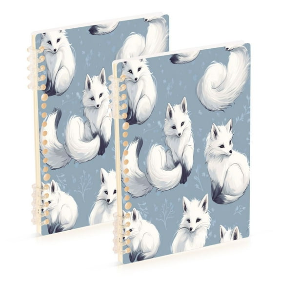 WOBOGO Cute Fox Notebook College Horizontal Grid Paper Ink Spill Resistant Water Resistant Cover 8.3x5.7x0.4in
