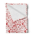 thumbnail image 2 of Valentines Soft Flannel Fleece Blanket, Red and White Pattern with Sketchy Hearts Dots Arrows Romance and Love Theme, Cozy Plush for Indoor and Outdoor Use, 70" x 90", Scarlet White, by Ambesonne, 2 of 5