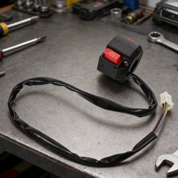 RUNROTOO Interruptor De Manillar Negro Para Motocicleta Compatible Con Atv Y Bicicletas Todoterreno