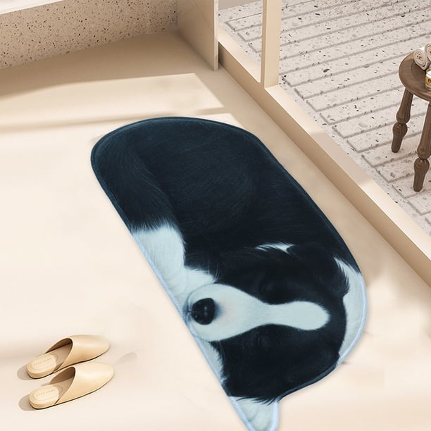 Alfombras de baño, alfombra 3D con temática de perro, felpudo de bienvenida de 87 x 40 cm, antideslizante, para verano, divertidas y novedosas, para decoración de interiores y exteriores.