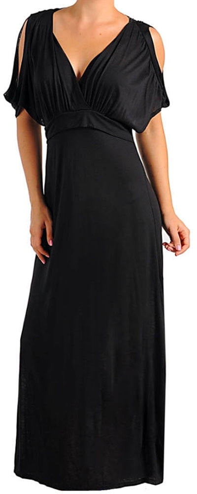 Funfash Plus Size Women Black Cold Open Shoulders Long Maxi Dress Made In Usa 3671