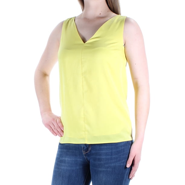 Bar III BAR III Womens Yellow Sleeveless V Neck Top Size M Walmart