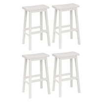 PJ Wood Classic 29'' Saddle Seat Kitchen Bar Counter Stool, White (4 Pack)