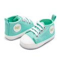 thumbnail image 6 of Unisex Baby Boys Girls High Top Sneaker Soft Anti-Slip Sole Newborn Infant First Walkers Canvas Denim Shoes, 6 of 6