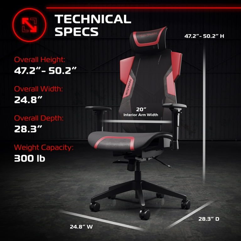 RESPAWN FLEXX Mesh Gaming Chair With Lumbar Support Ergonomic Gaming Chair with Recline Tilt Tension Controls Adjustable Arms 300lb Max Weight With