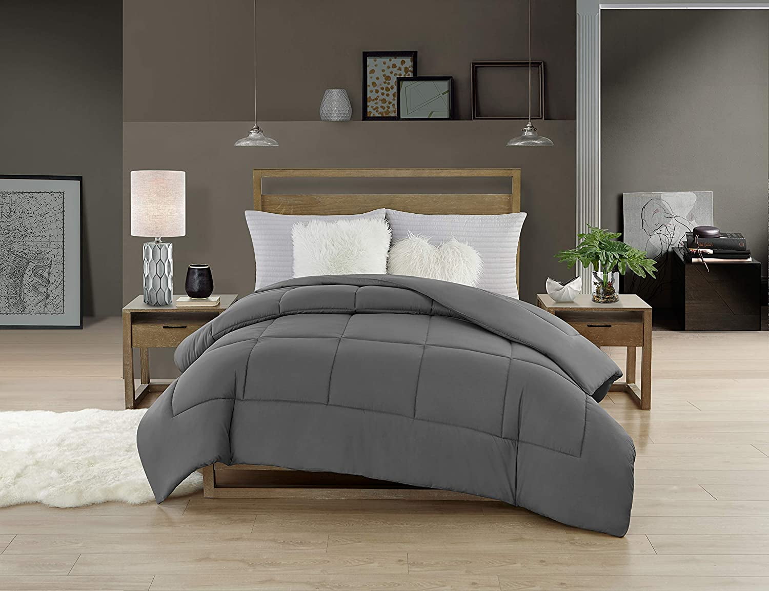 Swift Home Heavy-Filled Down Alternative Comforter, Ultra Soft All Season Hypoallergenic Bedding, Queen/Double, Grey