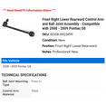 thumbnail image 2 of Front Right Lower Rearward Control Arm and Ball Joint Assembly - Compatible with 2008 - 2009 Pontiac G8, 2 of 2