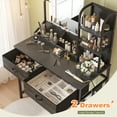 thumbnail image 2 of Makeup Vanity Table for Small Spaces Dressing Table with Mirror & LED Lights Makeup Desk with 2 Fabric Drawers & USB Port for Bedroom, Black, 2 of 7