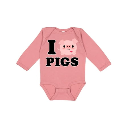 

Inktastic I Love Pigs Gift Baby Boy or Baby Girl Long Sleeve Bodysuit