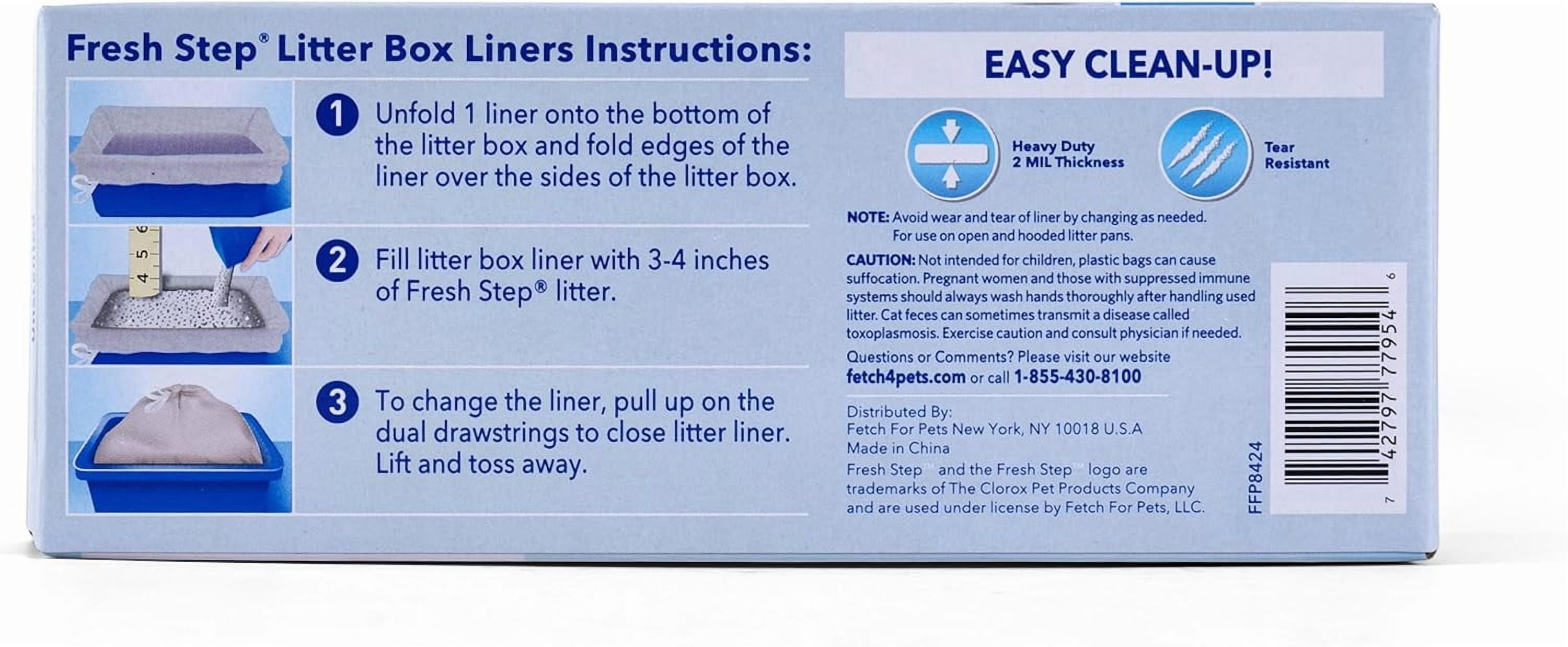(3 pack) Fresh Step Drawstring Litter Box Liners Unscented, Jumbo Size, 36" x 19" - 7 Count