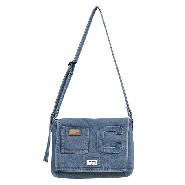 Bandolera Jeans Bolso Hombro Mujeres Color Sólido Denim Girls Daily Bag