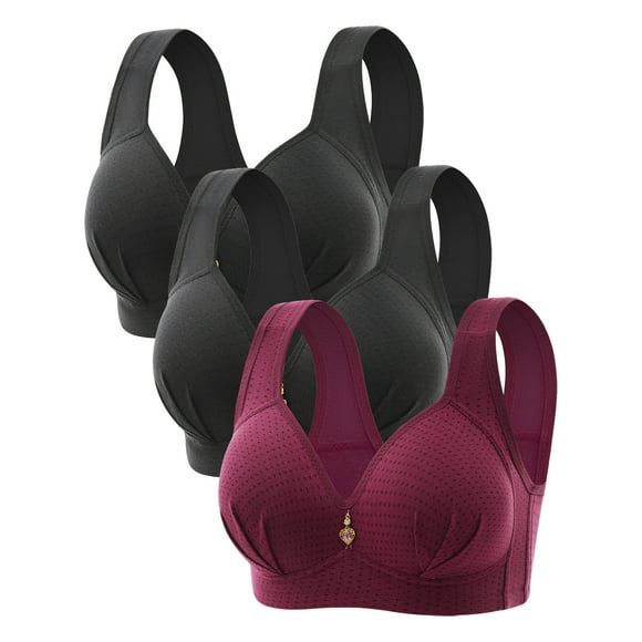 LLYwey Comfort Bras On Clearance Woman's Embroidered Seamless Comfortable Breathable Bra Underwear No Underwire Women's Plus Size Nylon Seamless Bra Style LW-105 Wine 36
