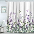 thumbnail image 4 of Lavender Shower Curtain, Purple Butterfly Bathroom Shower Curtain Set Spring Green Plant Bathtub Decor, 4 of 4