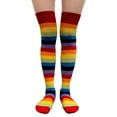 thumbnail image 3 of COUVER Women Striped Over Knee Stockings, Regular Rainbow, 2 Pairs, 3 of 8