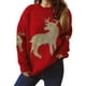 thumbnail image 1 of Gibobby Sueter para mujer de punto de manga larga con cuello redondo y diseño de Jacquard de dorado suelto para mujer Otoño e Invierno(Rojo,M), 1 of 5
