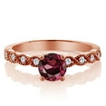 thumbnail image 2 of Gem Stone King 18K Rose Gold Plated Silver Ring Round Red Rhodolite Garnet and Moissanite (1.12 Cttw, Size 9), 2 of 2