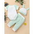 thumbnail image 3 of Inevnen My First Easter Outfit Infant Baby Boy Girl Short Sleeve Bunny Romper Pants with Hat, 3 of 9