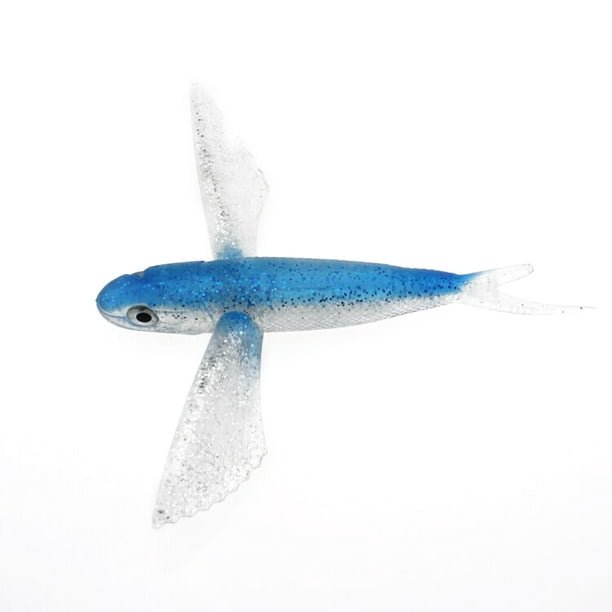 Ouyawei Artificial Flying Fish Bait Soft Fishing Lure For Tuna Mackerel Seawater Fishing Boat Trolling Blue 18cm Blue