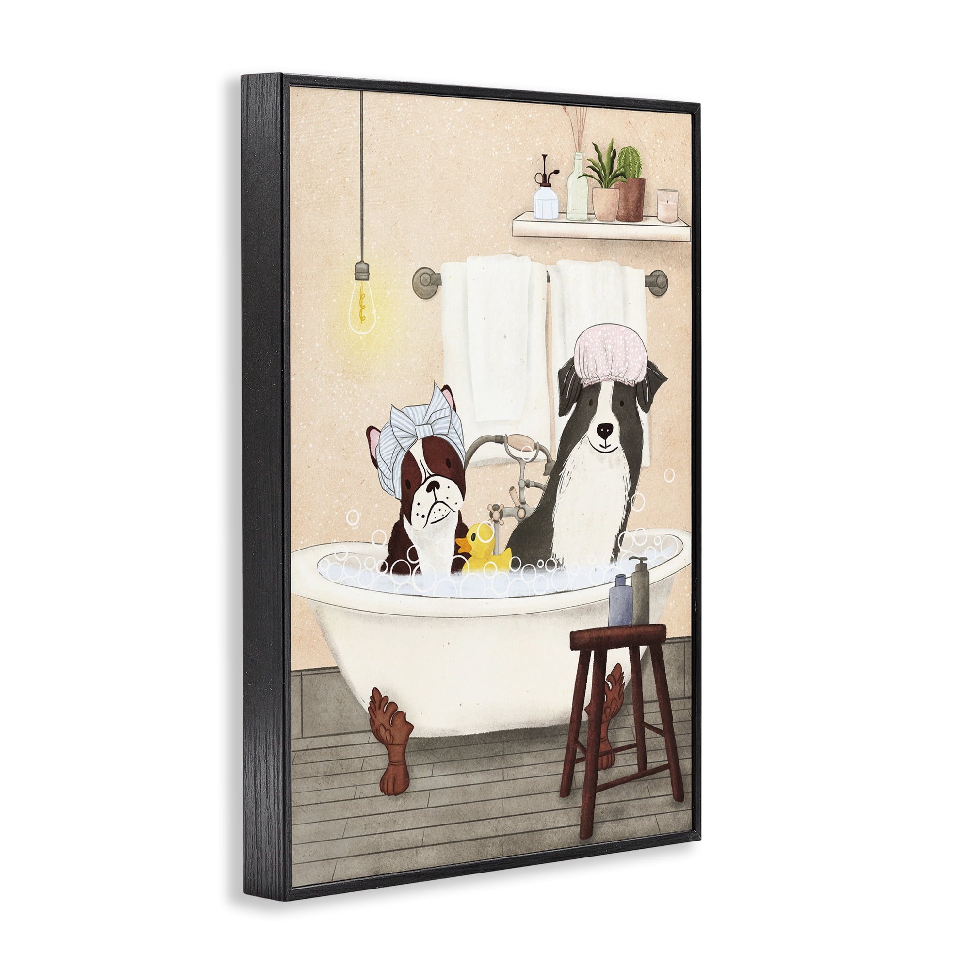 Stupell Industries Doggie Bath Time Typography Painting Black Framed Art Print Wall Art, 20 x 30