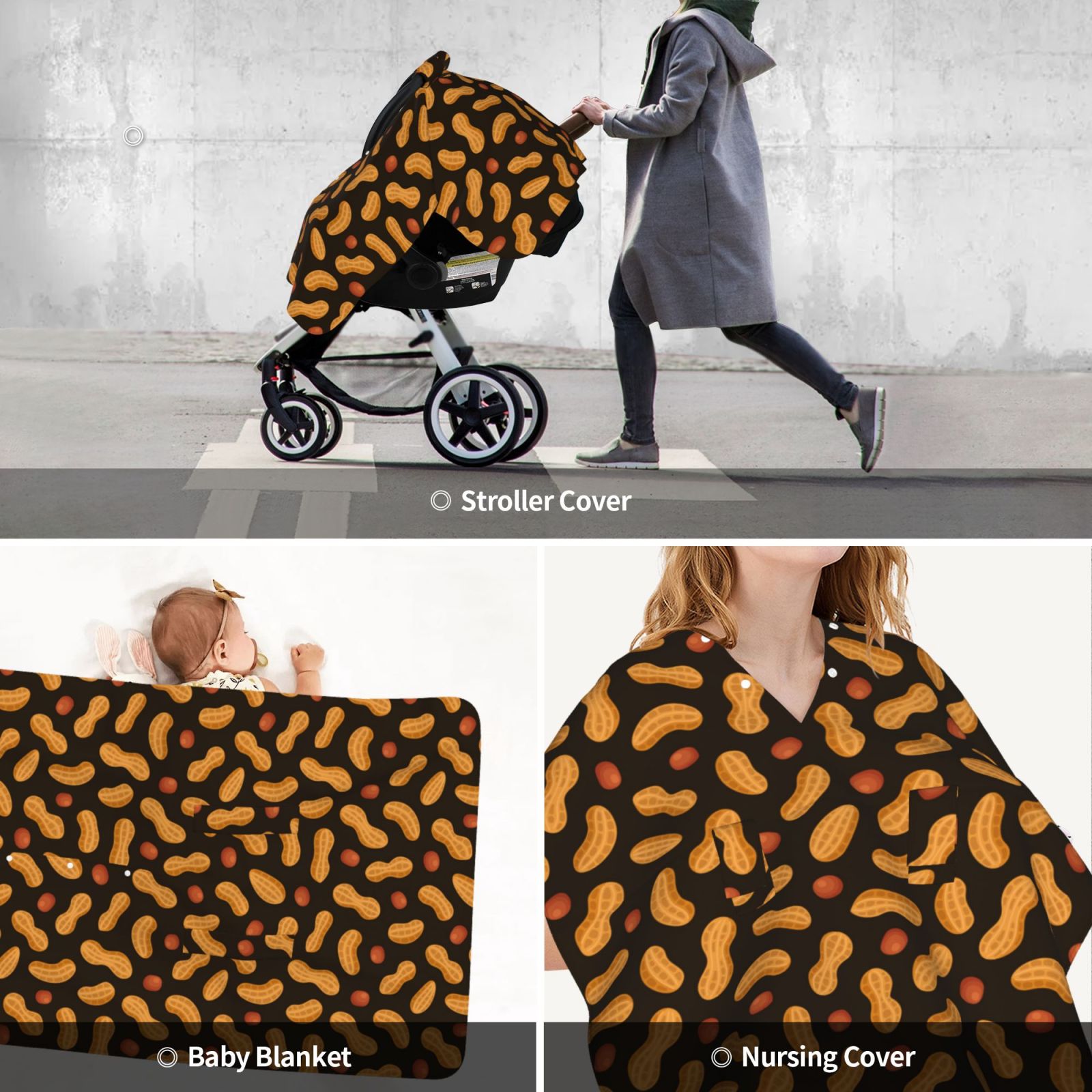 Car Seat Cover Baby - Peanuts5 Breathable Infant Car Seat Cover for Baby Carseat, Lightweight Comfort Baby Essentials Must Haves Newborn Stuff for Girl Boy