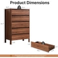 thumbnail image 3 of FURNIWAY Walnut 5 Drawer Dresser for Bedroom, Modern Tall Dresser with Hidden Handles, Space-Saving Wooden Drawer Organizer, Living Room, or Hallway, Vertical Storage Chest of Drawers, 3 of 9