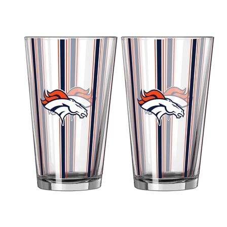 Logo Brands Denver Broncos Two-Piece 16oz. Striped Pint Glass Set