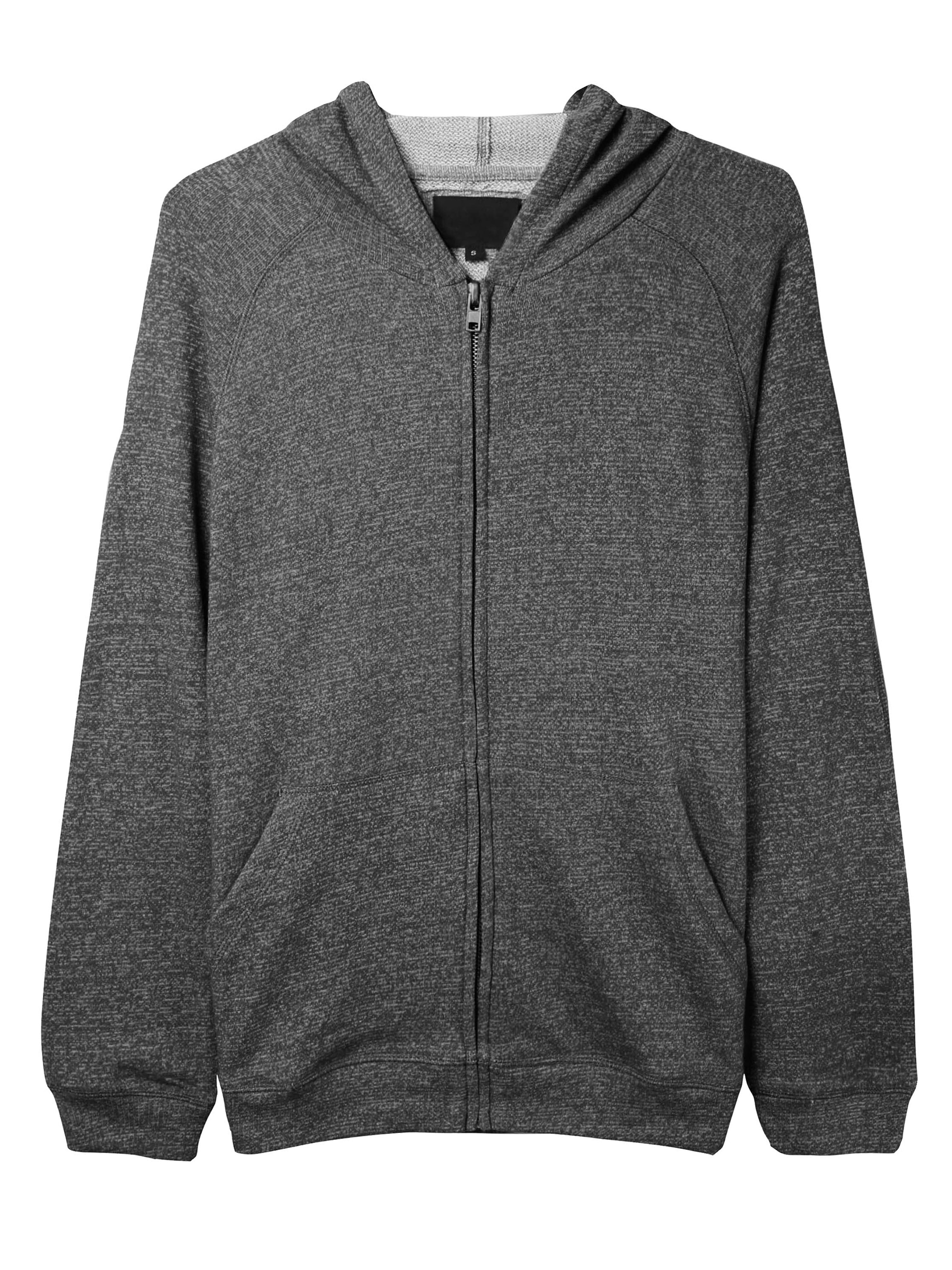 Ma Croix Mens French Terry Hoodie Jacket Lightweight Zip Up with Elbow