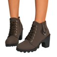 thumbnail image 6 of Round Toe Lace Up Ankle Booties With Side Zipper Womens Block Heel Platform Winter Footwear, 6 of 8