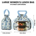 thumbnail image 5 of Pioneer Flower Drawstring Lunch Bag Women - Drawstring Lunch Bag Insulated for Work Office - Stain-Resistant Large Lunchbags for Women with Multi-Pockets, 5 of 6