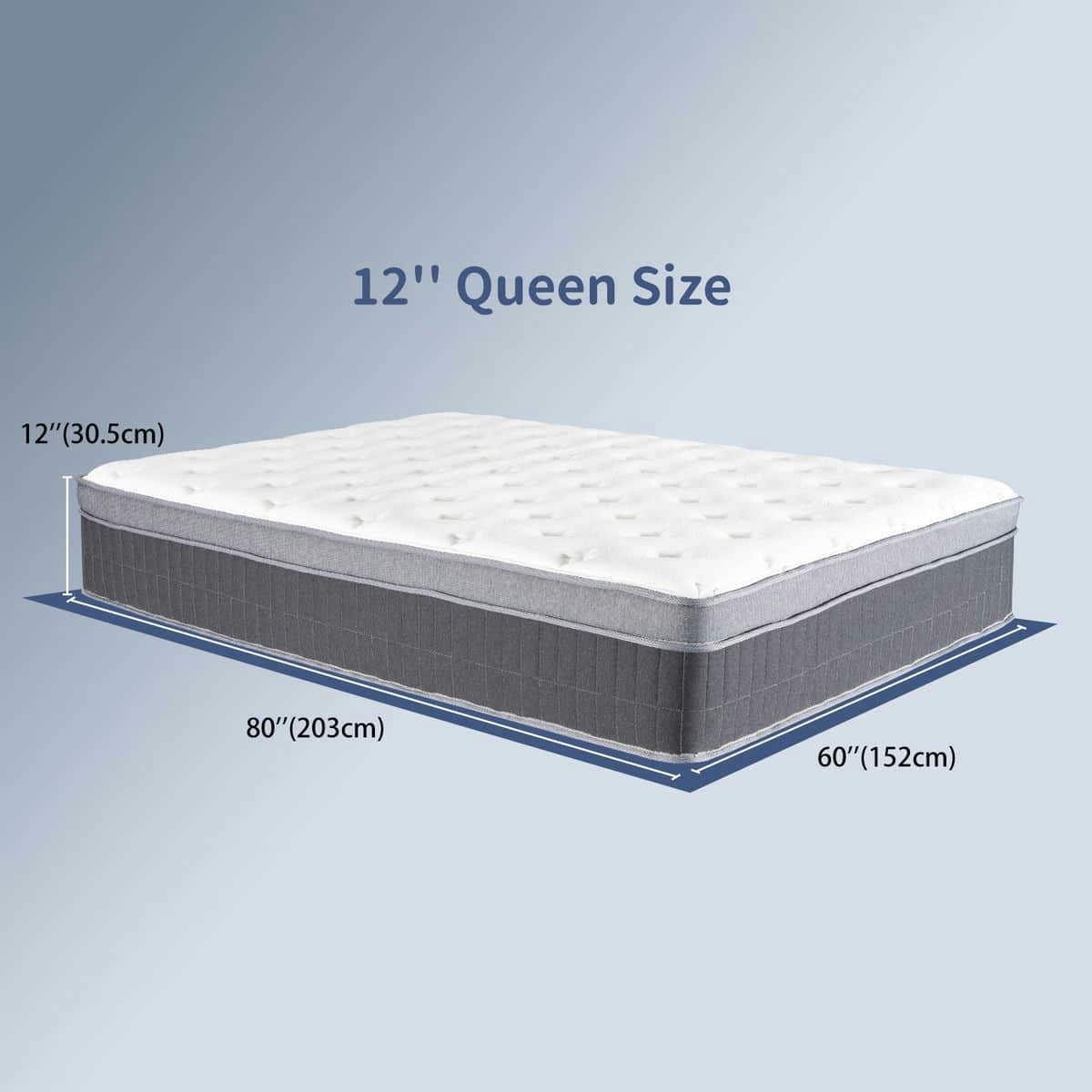 Yardi Yarda Queen Size Compressible Roll Up Mattress, 12 Inch Memory Foam Hybrid Mattress Including Independent Bagged Springs, Medium Firm Support Mattress for Sleep, Gray