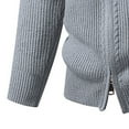 thumbnail image 5 of FRSASU Men's Full Zip Half High Collar Cardigan Sweater Slim Fit Elastic Cable Knitted Zip up Sweater Gray, 5 of 5