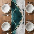 thumbnail image 6 of Marble Turquoise Table Runner - 60 Inch Long, Kitchen Dining Table Runner Dresser Scarves, Abstract Gold White Brick Stone Motif Farmhouse Decor for Coffee Tables Wedding Party Banquet, 6 of 8