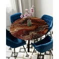 thumbnail image 5 of nqOlkjepod Brown Marble Round Tablecloth, Fitted Table Cover with Elastic for 55"-60" Round Tables, Ombre Abstract Striped Mottled Aesthetic Table Cloth Outdoor Dinning Party Waterproof Tablecloths, 5 of 6
