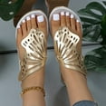 thumbnail image 4 of AXXD Silver Sandals for Women 2024 Summer Flat Beach Trendy Mothers Day, 4 of 6