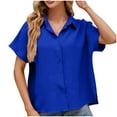 thumbnail image 2 of Summer Blouses for Women 2025 Trendy Womens Short Sleeve T Shirts Womens Tops Dressy Casual Plus Size Solid Color Tops Cotton Tunic Tops for Women, 2 of 4