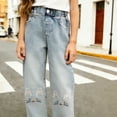 thumbnail image 4 of Shadoumai Girls Straight Leg Denim Jeans Classic Casual Trousers With Comfort Stretch For Everyday Play And School, 4 of 4