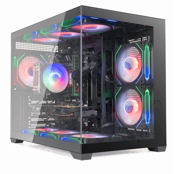 Prebuilt Gaming PC Desktop,Intel Xeon i7 E5,32GB RAM, 512GB SSD 1TB HDD, NVIDIA GTX 1080 Ti 11GB, 650W PSU, WiFi6 BT5.4, 9X ARGB Fan,Windows 11 Gaming PC for Streaming & Content Creation