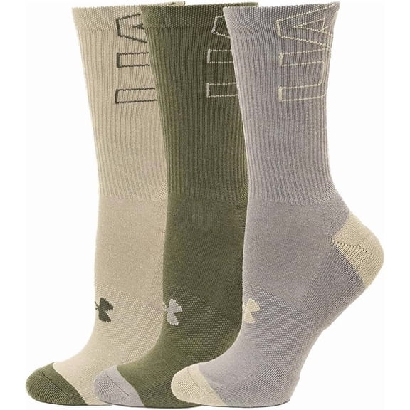 Crew Length Cotton Blend Socks, Odor Control, Wicking, Y-Heel, Half Cushion, Arch Clinch