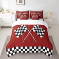 thumbnail image 2 of Homewish Racing Flag 7-Piece Twin Bedding Sets,Classic Geometric Checkered Bedding Comforter Set,Red White Black Sheet Sets For Boys Teens,Ultra Soft Home Decor Reversible, 2 of 8