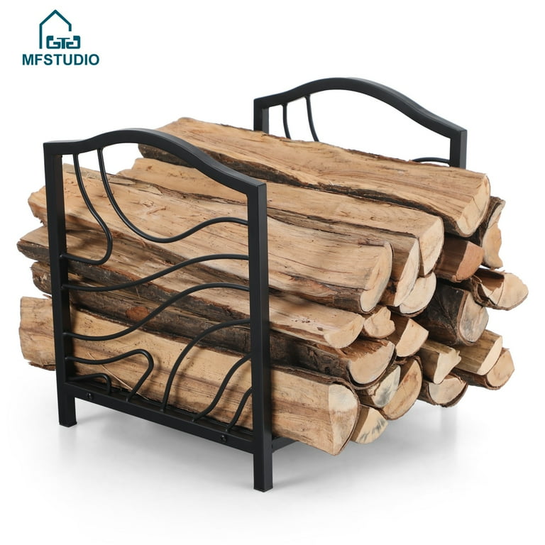 MF Studio 16 Inches Small Firewood Rack Firewood Holder with Wavy Pattern Suitable for Outdoor and Indoor MF Studio 16 Inches Small Firewood Rack Firewood Holder with Wavy Pattern Suitable for Outdoor and Indoor